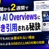 【検証結果】サイト公開から2週間でGoogle AI Overviewsに画像付き引用される秘訣｜SEO上位でもAIには選ばれない理由と、専門ツールによるAISEO/LLMO対策の効果